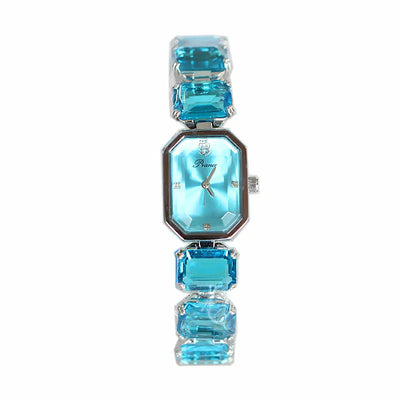 Rectangular Gemstone Bracelet Watch with Soft Crystals