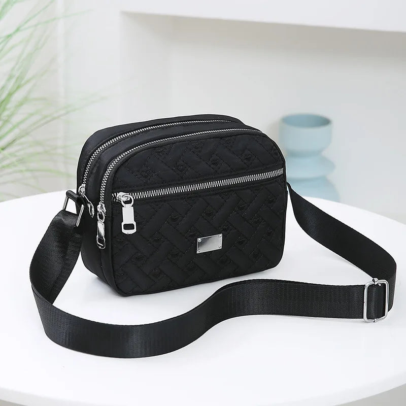 Crossbody Bag Quilted with Two Zip Compartments