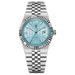 Wristwatch Automatic Calendar Honeycomb Pattern Dial - Silver Sky Blue