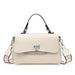 Enveloped Top Handle Bag With Classic Metal Clasp Charm - Beige