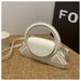 Handbag With Circular Ring Handle Geometric Satchel - White