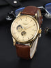 Mechanical Wristwatch Open Heart Leather Strap - Gold