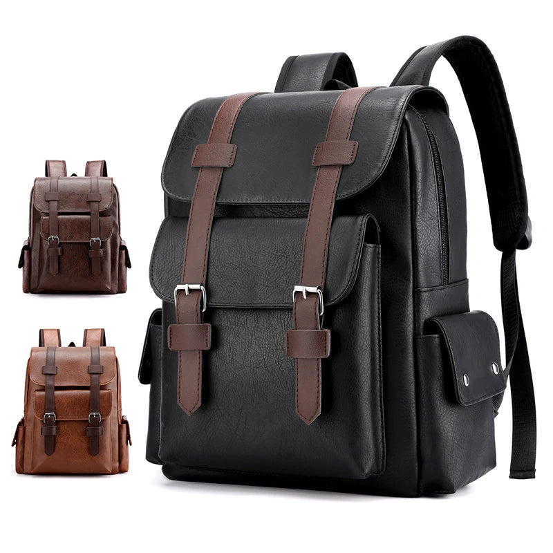 Backpack with Front Flap Buckle Straps and Side Pockets