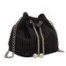 Handbag Chain Drawstring Satchel for Evening Events - Black