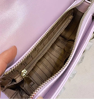 Pearl Winged Rivet Bag with Glitter Accents for Evening