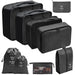 Nine Piece Travel Packing Cube Set for Luggage Storage - Black