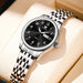 Women Stainless Steel Watch with Date Window Classic - Black