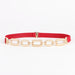 Floral Link Chain Belt with Elastic Strap Design - Red