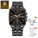 Square Chronograph Timepiece With Luminous Hands Plus - Black Black