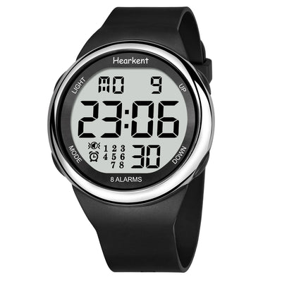 Digital Alarm Wristwatch with 50m Water Resistance - Silver
