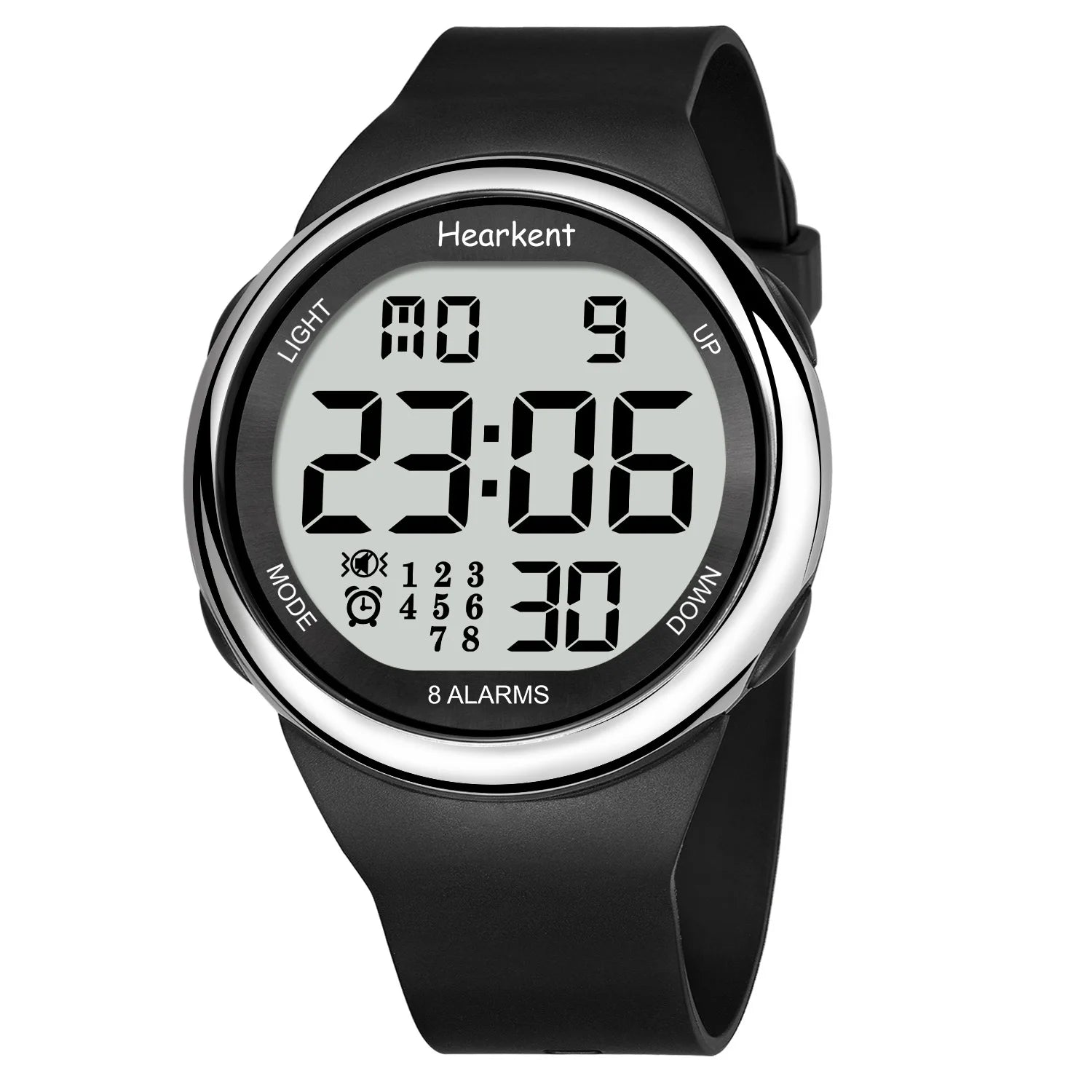 Digital Alarm Wristwatch with 50m Water Resistance - Silver