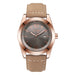 Classic Round Dial Quartz Watch With Date Window - Brown Rose Gold
