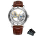Openwork Timepiece With Automatic Skeleton Movement - Brown Silver