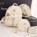 Backpack With Heart Charm and Tassel Decor Korean Style - Beige
