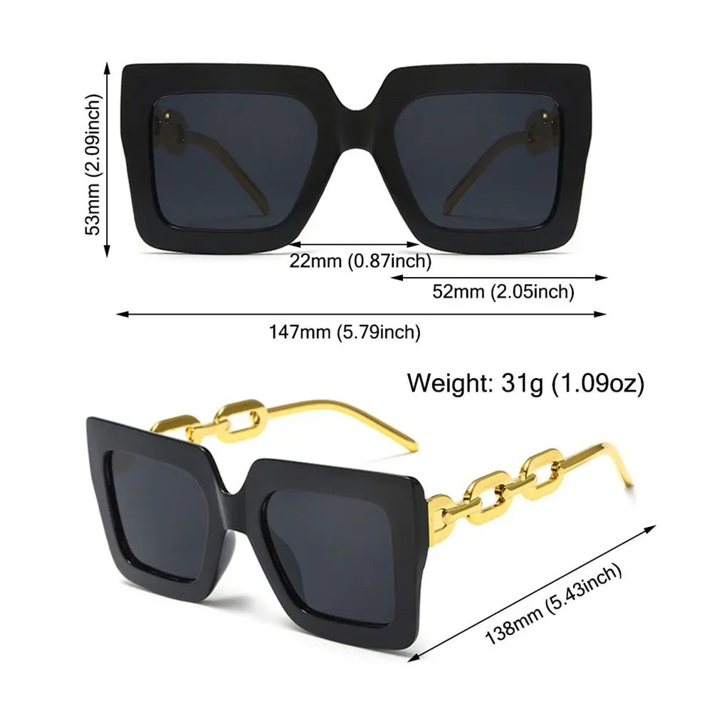 Oversized Square Sunglasses UV400 Protection Retro