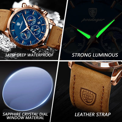Luxor Chronograph Leather Wristwatch with Sapphire Dial