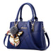 Geometric PU Handbag with Scarf Ornament Pom Pom - Photo Colour V3