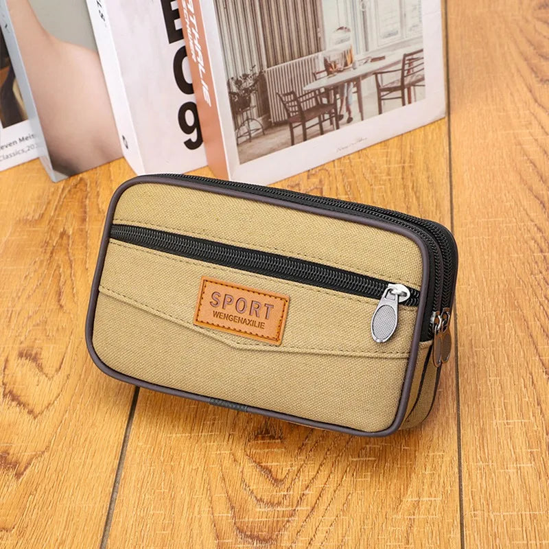 Waist Pack with Two Zippered Pockets Box Shape