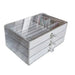 Three Drawer Desktop Jewelry Organizer With Clear Lid - Grey