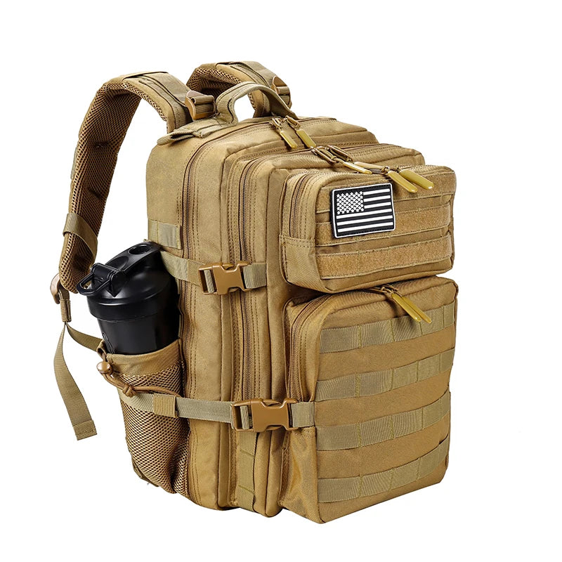 Tactical Backpack with Molle System and Bottle Holder - Khaki