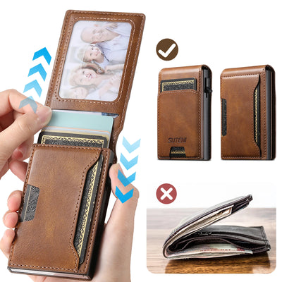 Wallet Card Holder With Auto Eject Card Slot Flip Case - WO2MEN