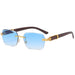 Rimless Square Sunglasses Frameless with Accent Arms - BU/BU