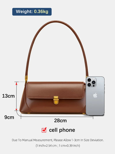 Baguette Shoulder Bag With Delicate Gold Tone Hardware