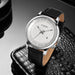 Minimalist Leather Strap Watch with Date Window - Black White
