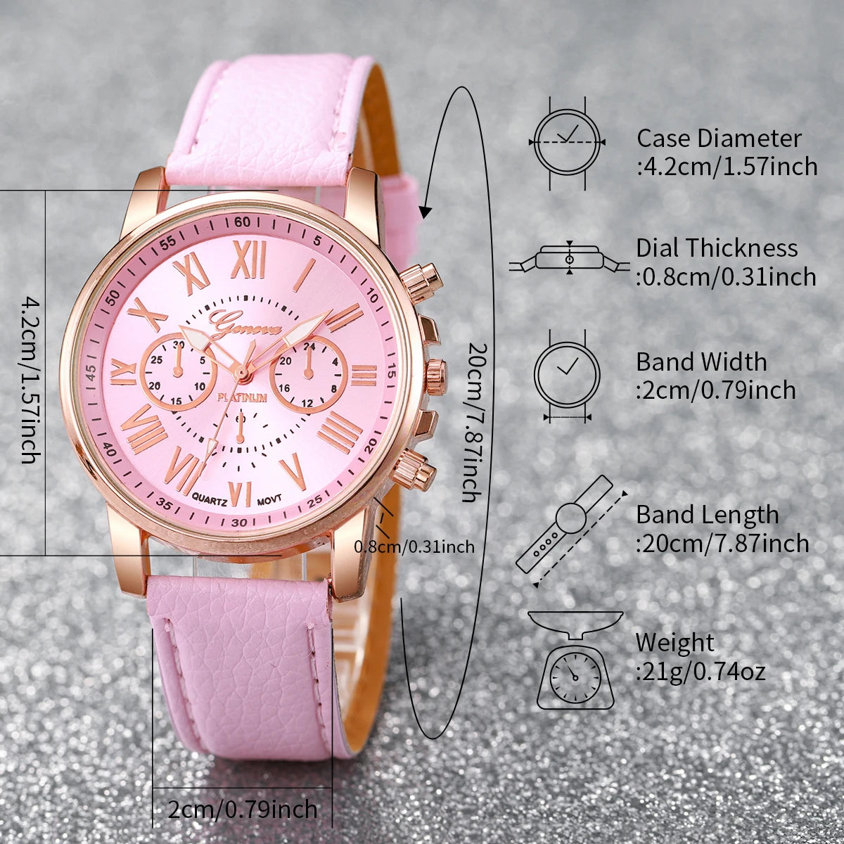 Heart Charm Watch Set With Rhinestone Jewelry Gemstone