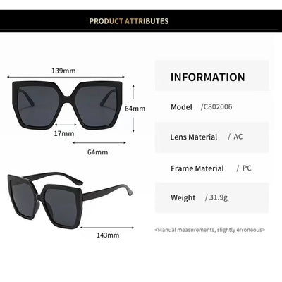 Oversized Square Sunglasses with UV400 Lenses