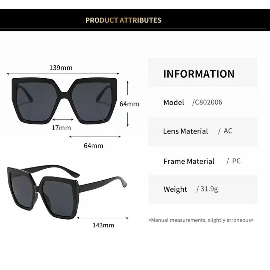 Oversized Square Sunglasses with UV400 Lenses