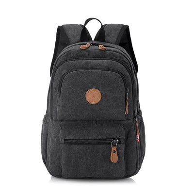 Backpack Unisex Travel School Bag with Multiple Pockets - Black