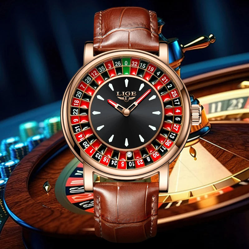 Wristwatch Roulette Dial Leather Strap