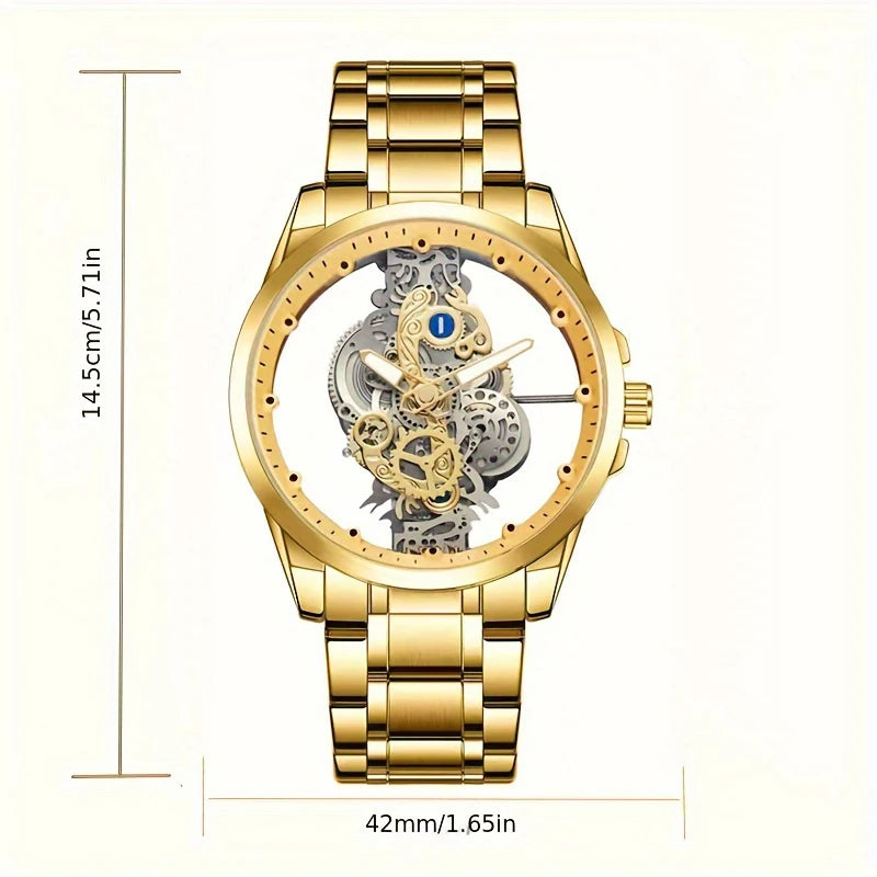 Watch: Transparent Skeleton Double-Sided Quartz Dial - WO2MEN