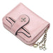 Compact Coin Wallet with Zipper And Chain for Cards - Pink