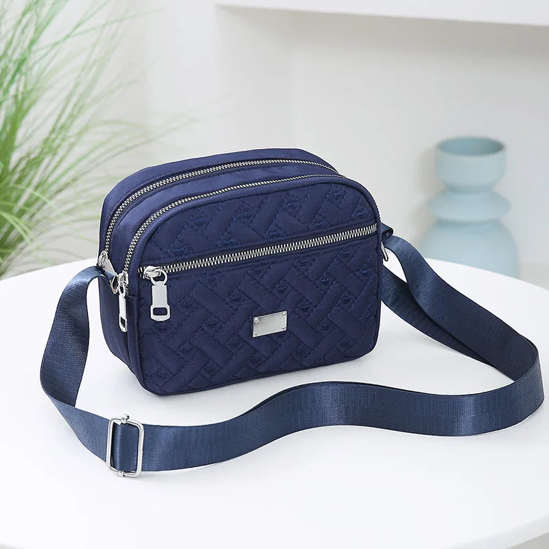 Crossbody Bag Quilted with Two Zip Compartments