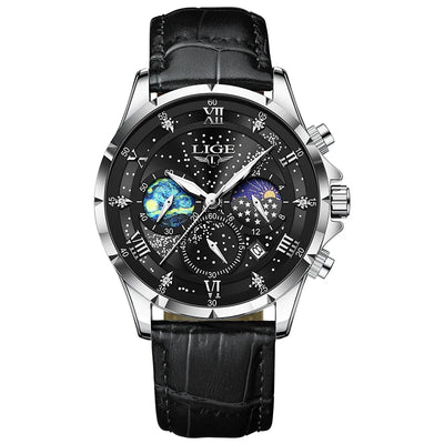 Watch Galaxy Moon Chronograph with Starfield Dial Art - WO2MEN