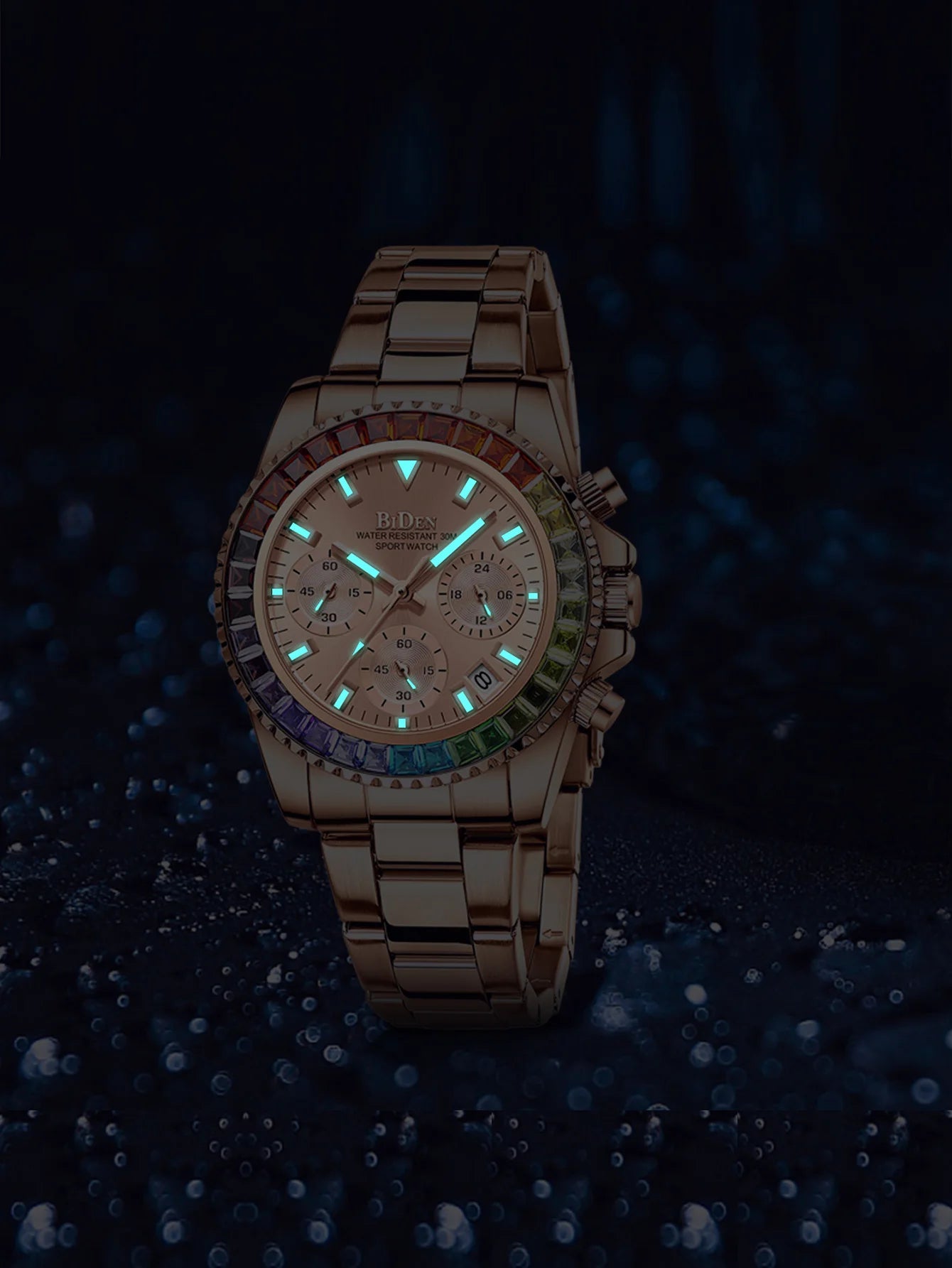 Elegant Chronograph Watch with Calendar and Stopwatch