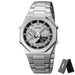 Stainless Steel Quartz Wristwatch for Men Digital - Silver Black
