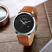 Minimalist Leather Strap Watch with Date Window - Light Brown
