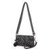 Handbag with Crossbody Strap Compact Rectangular Design - Bright Gold Print On Black