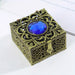 Ornate Filigree Bead Box with Jewel Top Decorative - Bronze