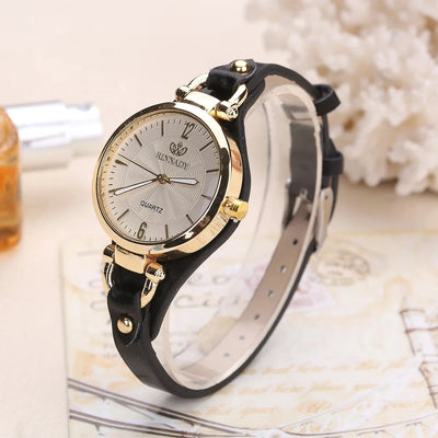 Women's Minimalist Quartz Timepiece Round Dial