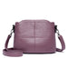 Snake Embossed Crossbody Handbag with Detachable Strap - Purple