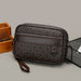 Men Shoulder Bag PU Leather Zipper Closure - Brown