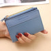 Wallet with Zipper Card Slots and Mini Money Clip Pouch - Blue