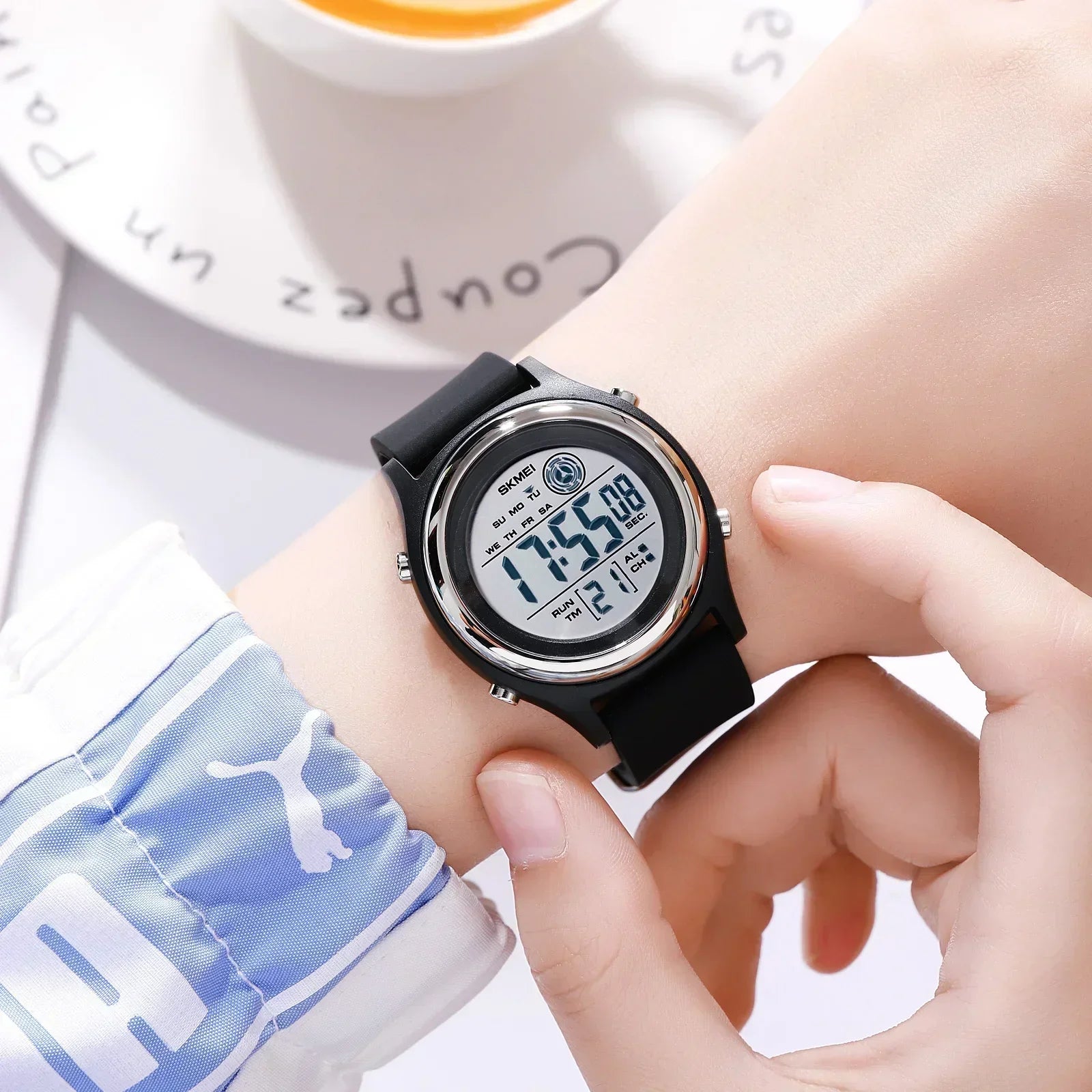 Digital Wristwatch with LED Display Shock Resistant
