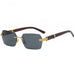 Rimless Square Sunglasses Frameless with Accent Arms - GD/GY