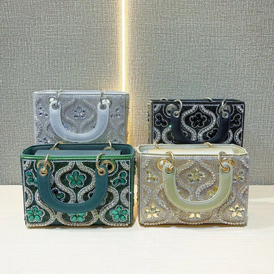 Rhinestone Evening Crossbody Clutch With Chain Handle
