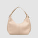 PU Leather Hobo Handbag with Zipper Shoulder Strap - Khaki